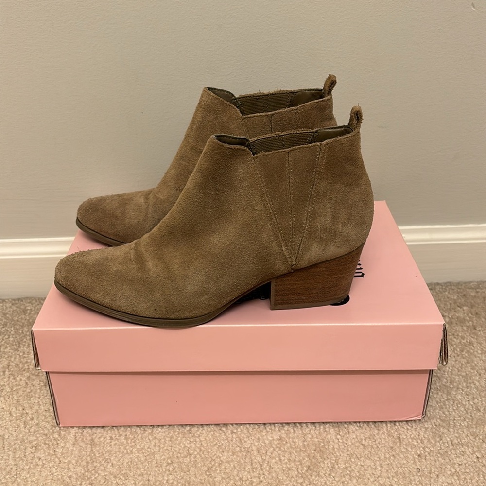 Faux Suede Tan Ankle Booties - Picture 2 of 9